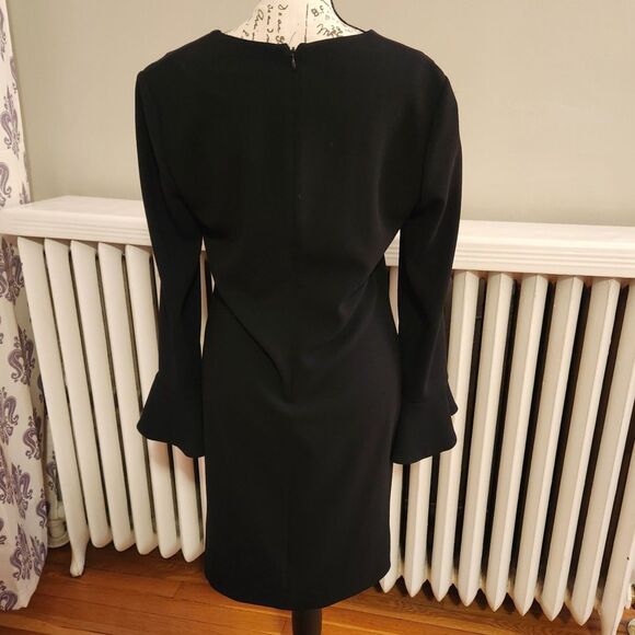 Diane Von Furstenberg DVF Chic Hazina Shift Dress U-Neck, Bell Cuffs, Black Sz 6 - Picture 3 of 10